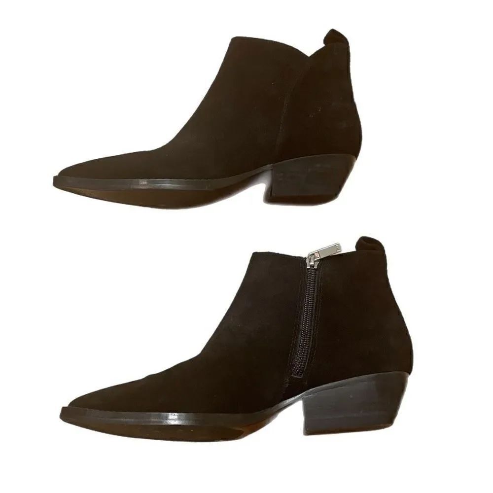 Marc Fisher Obrra Western Black Suede Ankle Boots